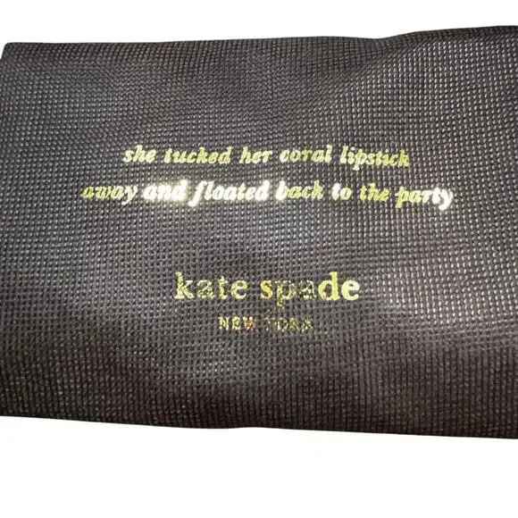 Kate spade clutch purse with dustbag blue white pink woven plaid front flap chic